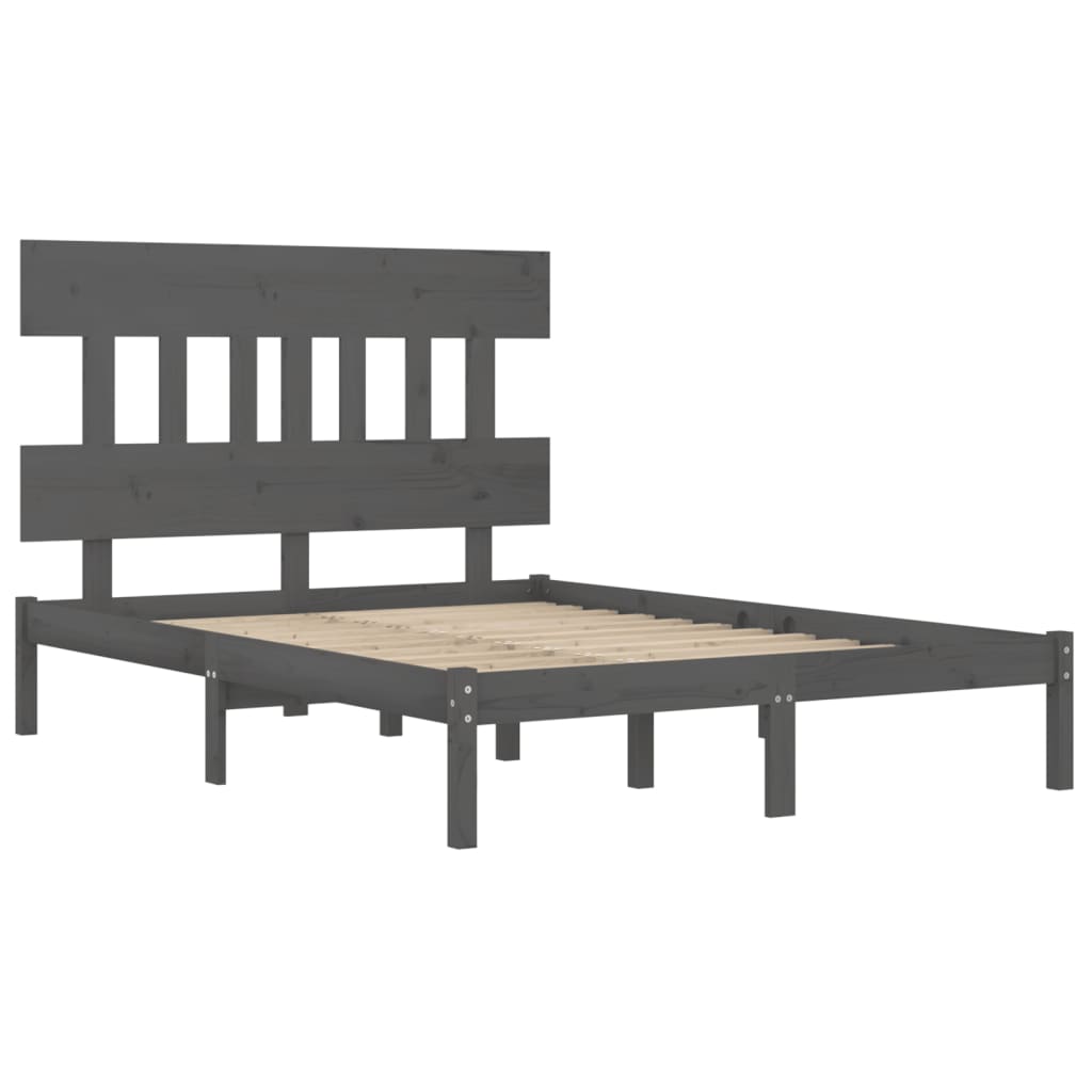 Bed Frame Grey Solid Wood 120x200 cm