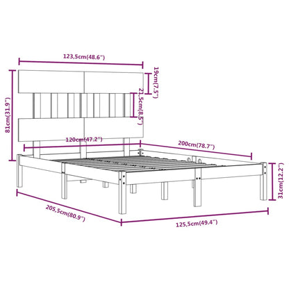 Bed Frame Grey Solid Wood 120x200 cm