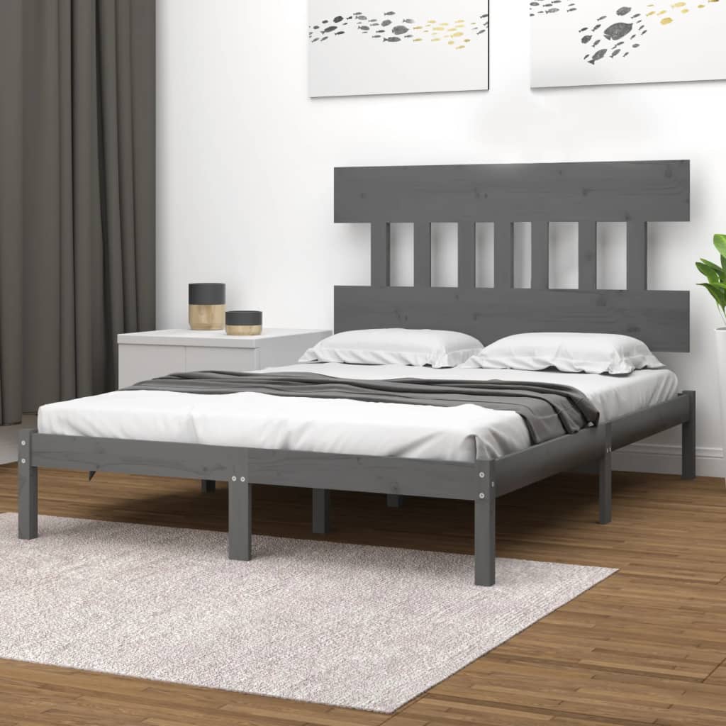 Bed Frame Grey Solid Wood 120x200 cm