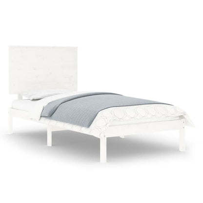 Bed Frame without Mattress White 75x190 cm Small Single Solid Wood