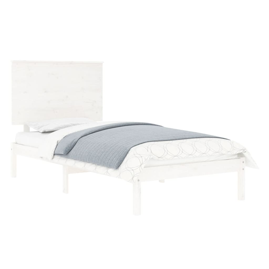 Bed Frame without Mattress White 75x190 cm Small Single Solid Wood