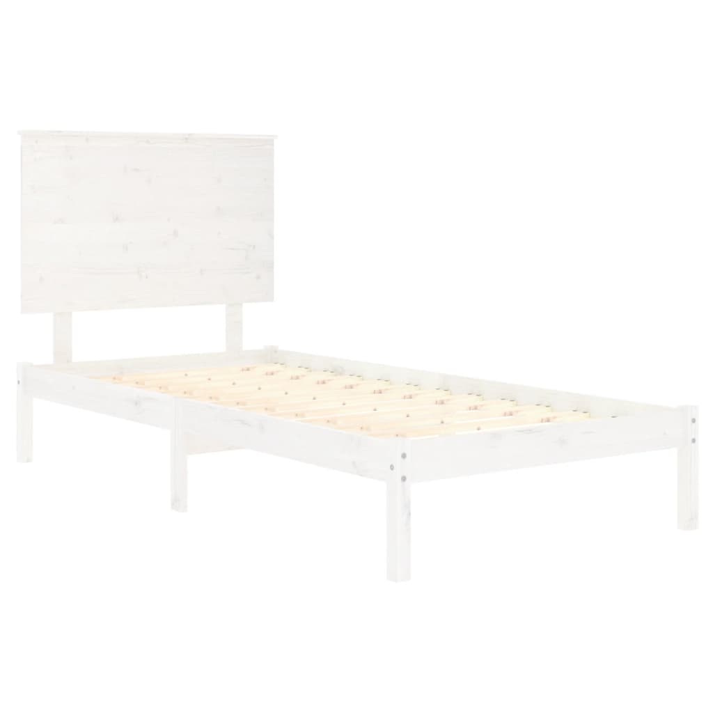 Bed Frame without Mattress White 75x190 cm Small Single Solid Wood