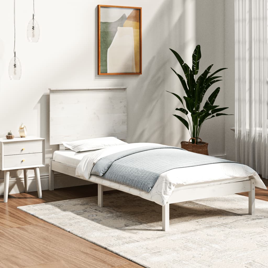 Bed Frame without Mattress White 75x190 cm Small Single Solid Wood