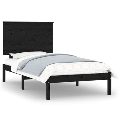 Bed Frame without Mattress Black 75x190 cm Small Single Solid Wood