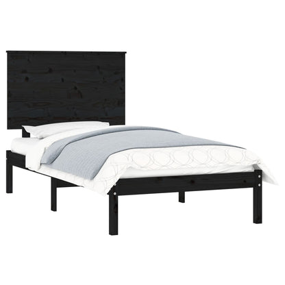 Bed Frame without Mattress Black 75x190 cm Small Single Solid Wood