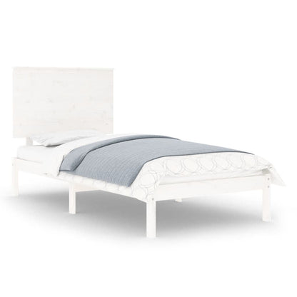 Bed Frame White Solid Wood 90x190 cm Single