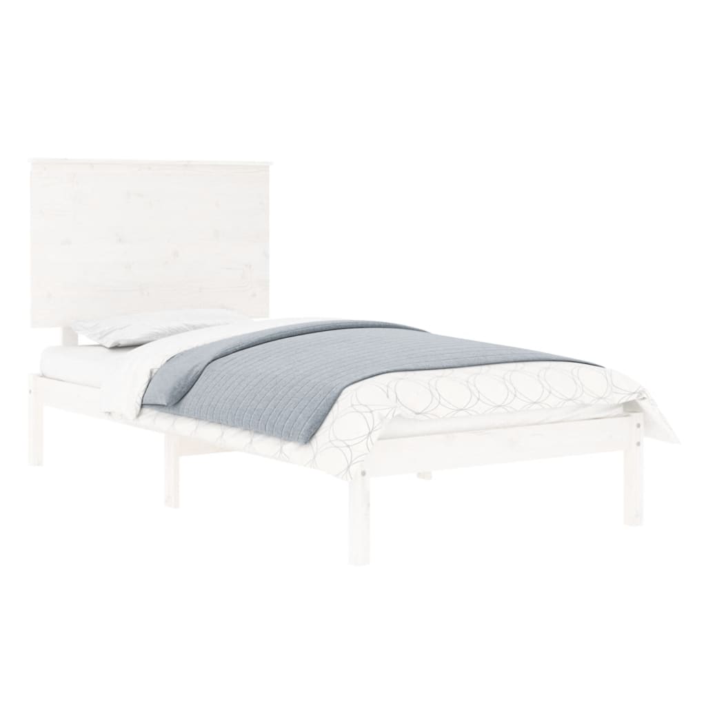 Bed Frame White Solid Wood 90x190 cm Single