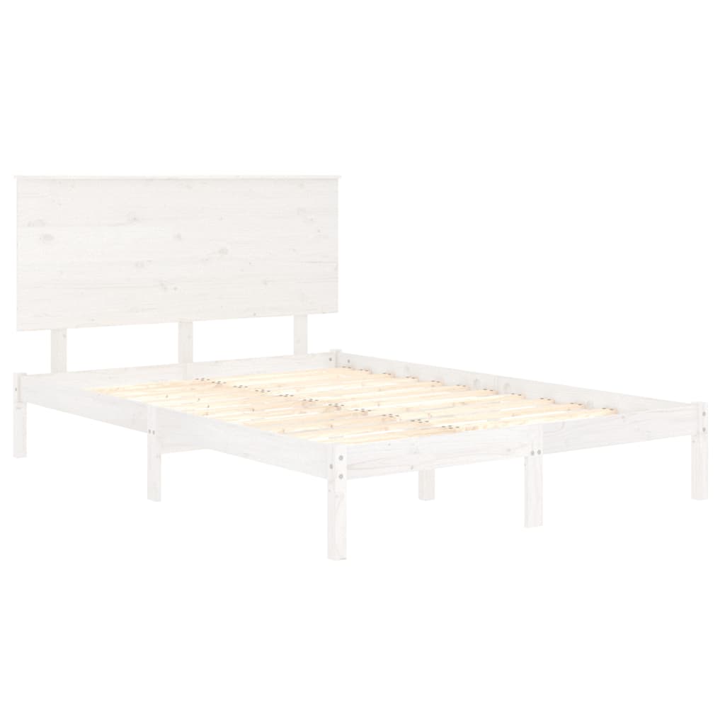 Bed Frame White Solid Wood Pine 140x200 cm