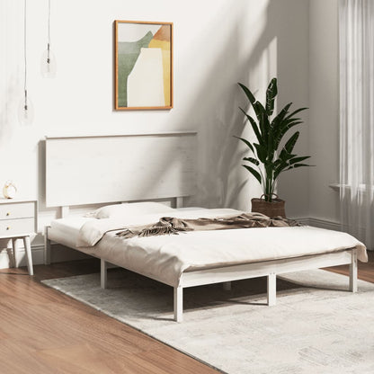 Bed Frame White Solid Wood Pine 140x200 cm