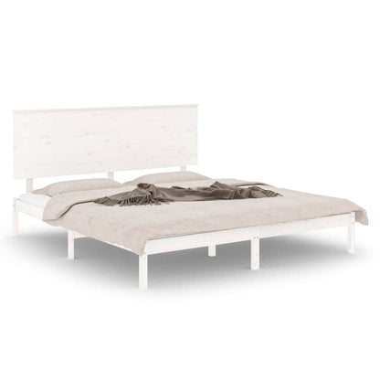 Bed Frame White Solid Wood 150x200 cm King Size