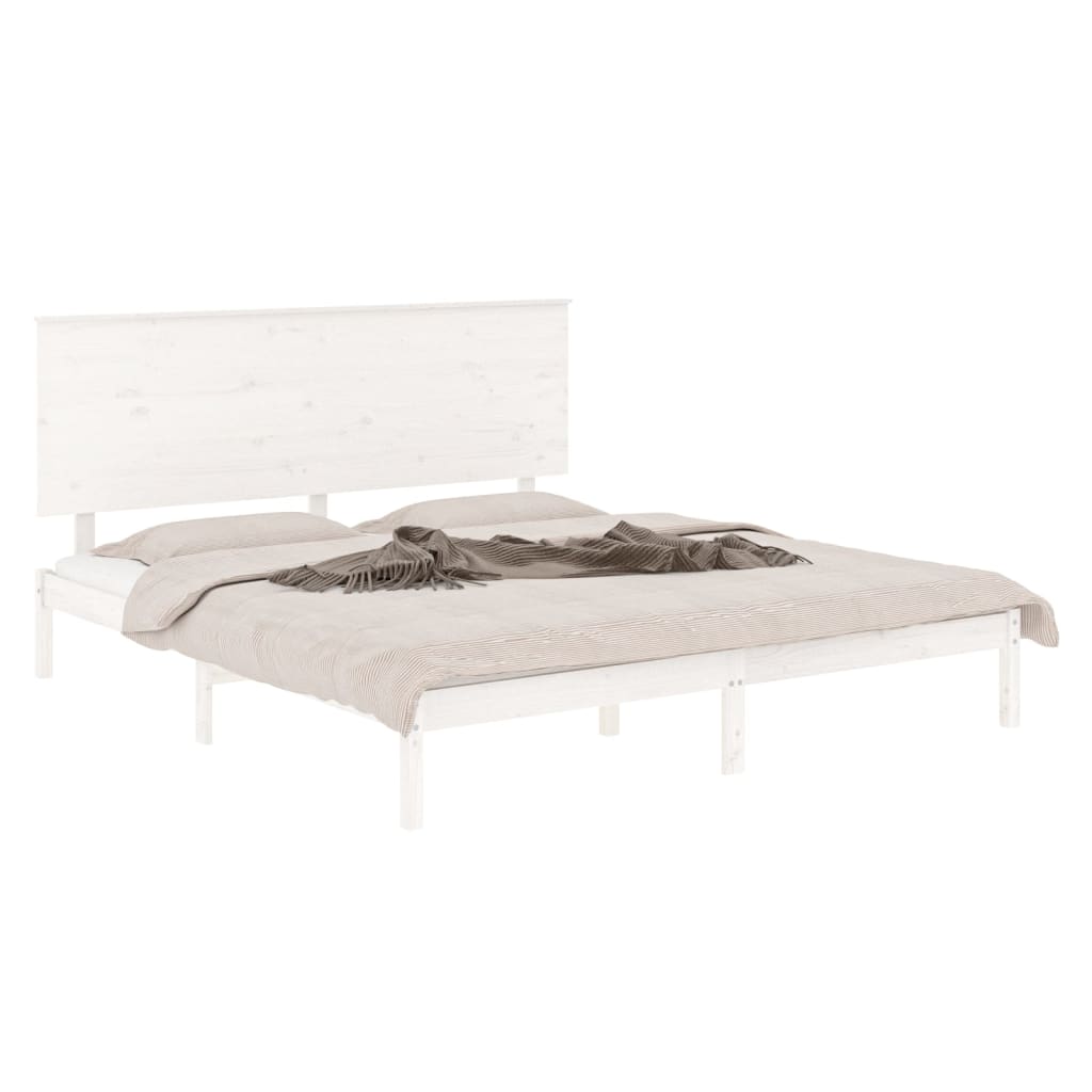 Bed Frame White Solid Wood 150x200 cm King Size