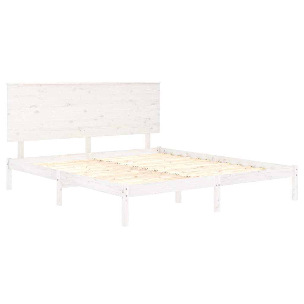 Bed Frame White Solid Wood 150x200 cm King Size