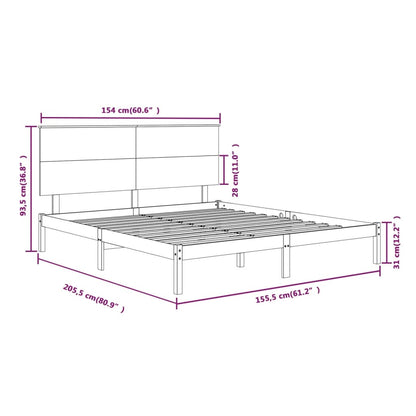 Bed Frame White Solid Wood 150x200 cm King Size