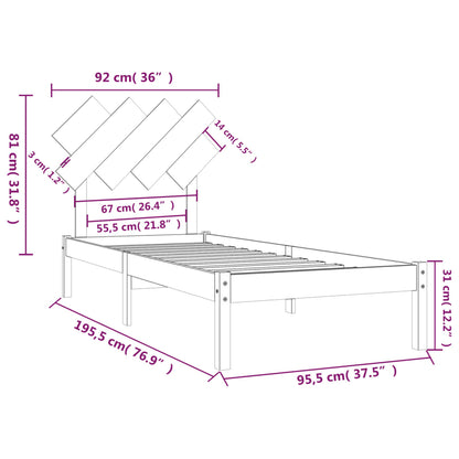 Bed Frame without Mattress 90x190 cm Single Solid Wood