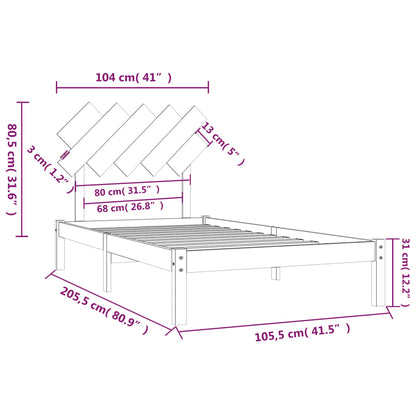 Bed Frame Honey Brown 100x200 cm Solid Wood