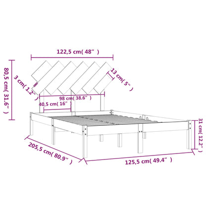 Bed Frame Honey Brown 120x200 cm Solid Wood