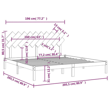 Bed Frame 200x200 cm Solid Wood