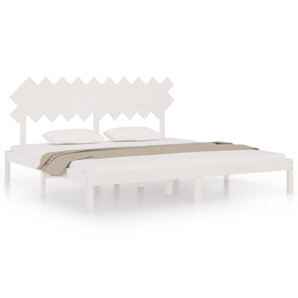 Bed Frame without Mattress White 200x200 cm Solid Wood