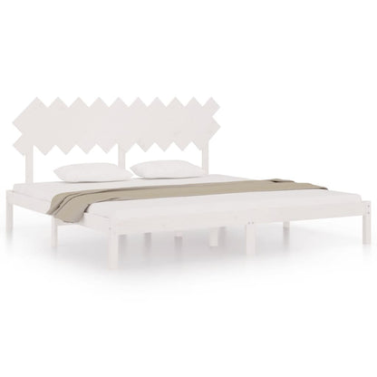 Bed Frame without Mattress White 200x200 cm Solid Wood