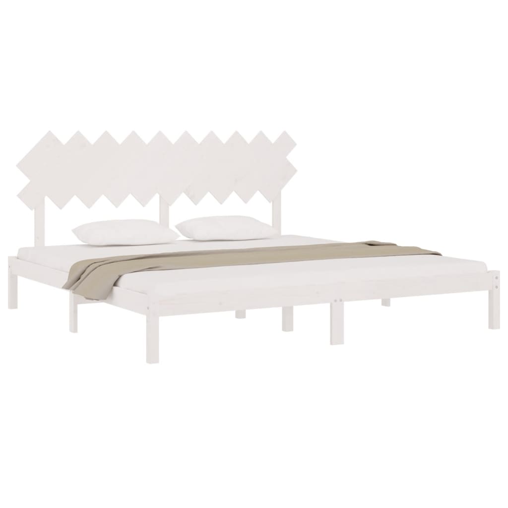 Bed Frame without Mattress White 200x200 cm Solid Wood