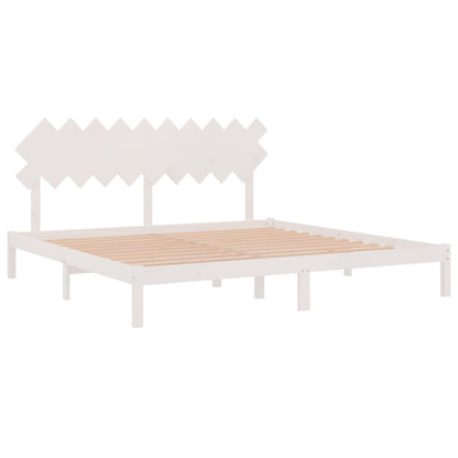 Bed Frame without Mattress White 200x200 cm Solid Wood