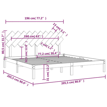 Bed Frame without Mattress White 200x200 cm Solid Wood