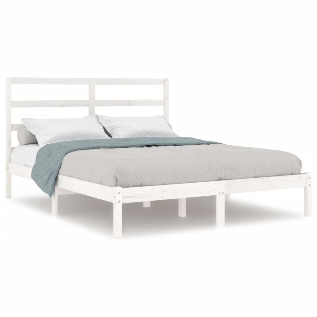 Bed Frame without Mattress White 140x190 cm Solid Wood Pine