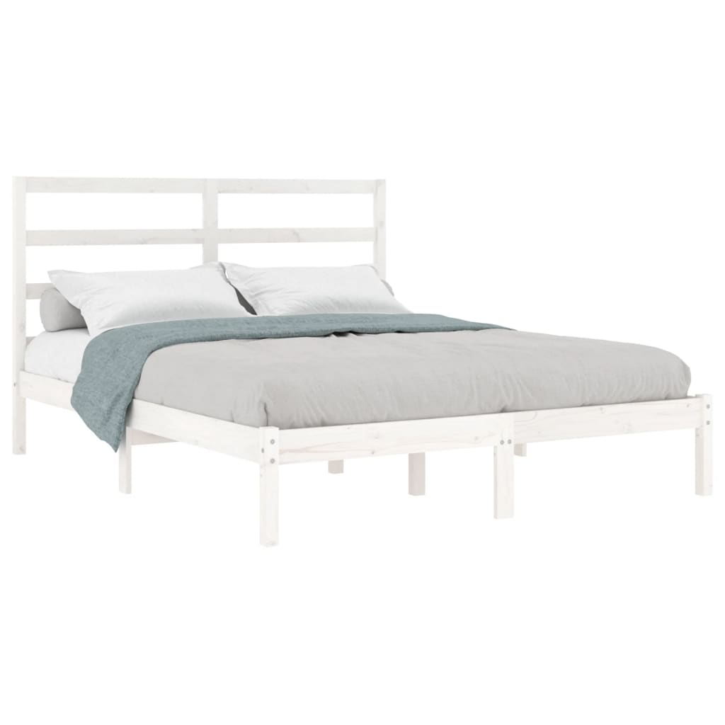 Bed Frame without Mattress White 140x190 cm Solid Wood Pine