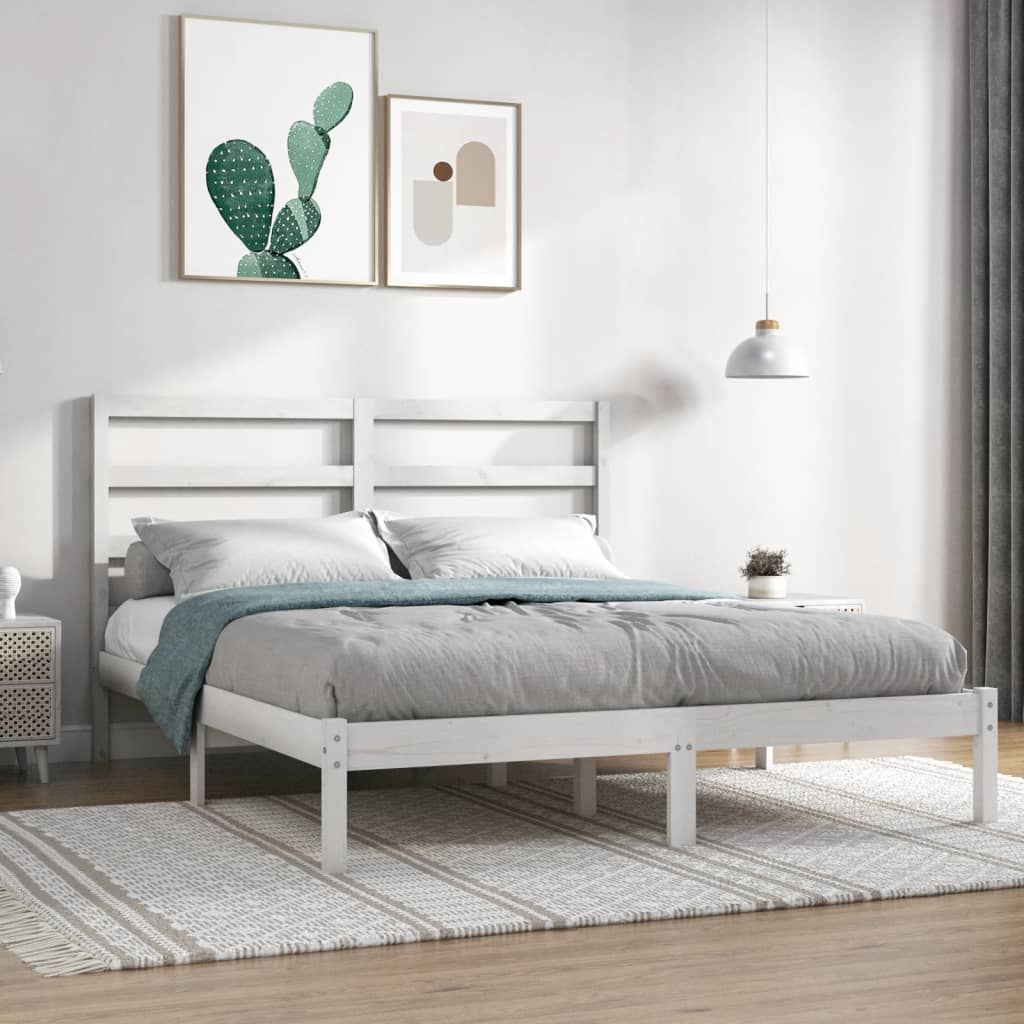 Bed Frame without Mattress White 140x190 cm Solid Wood Pine