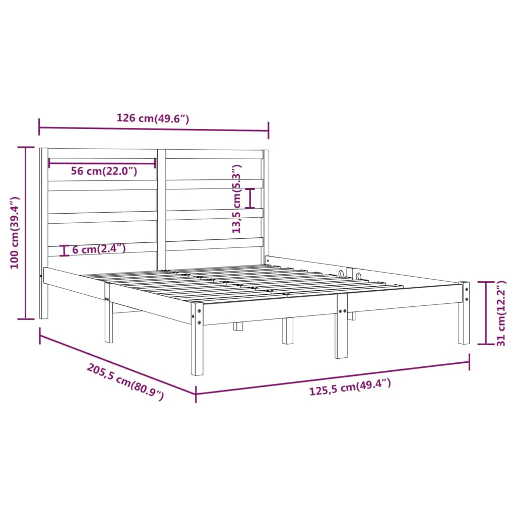 Bed Frame Solid Wood Pine 120x200 cm