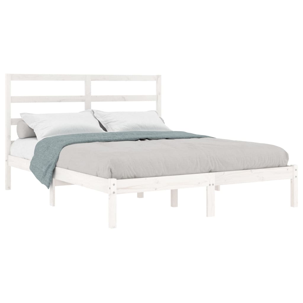 Bed Frame White Solid Wood Pine 140x200 cm