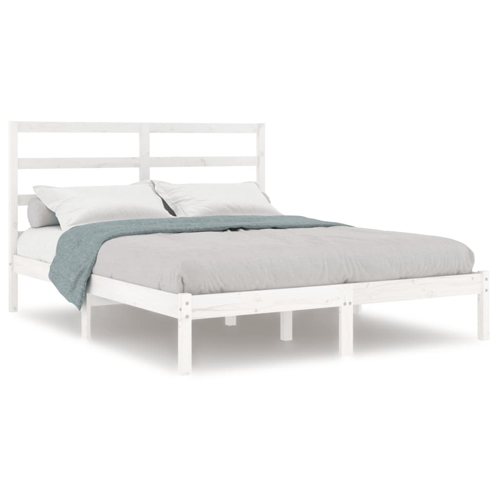 Bed Frame without Mattress White 160x200 cm Solid Wood Pine