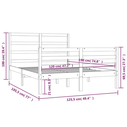 Bed Frame Solid Wood Pine 120x190 cm Small Double