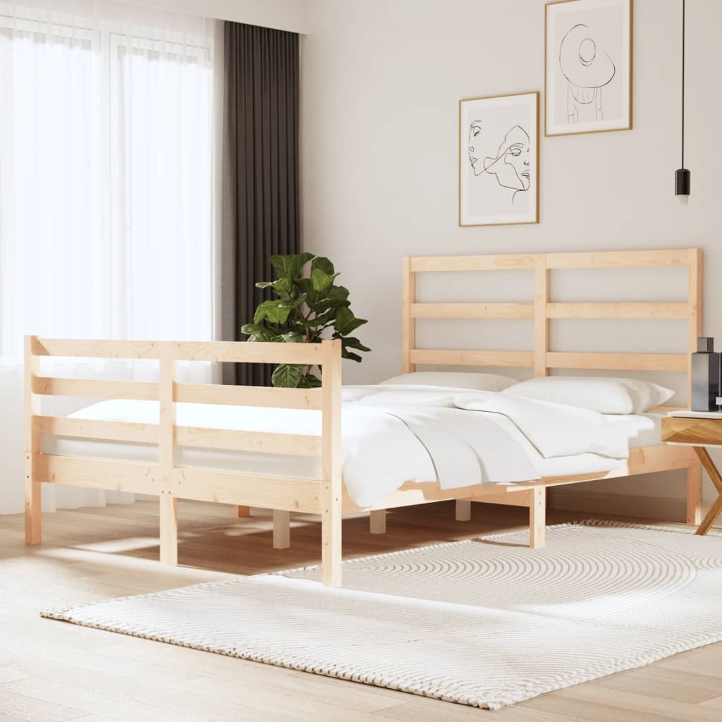 Bed Frame Solid Wood Pine 120x190 cm Small Double