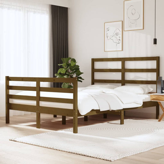 Bed Frame without Mattress Honey Brown Solid Wood Pine 120x190 cm Small Double