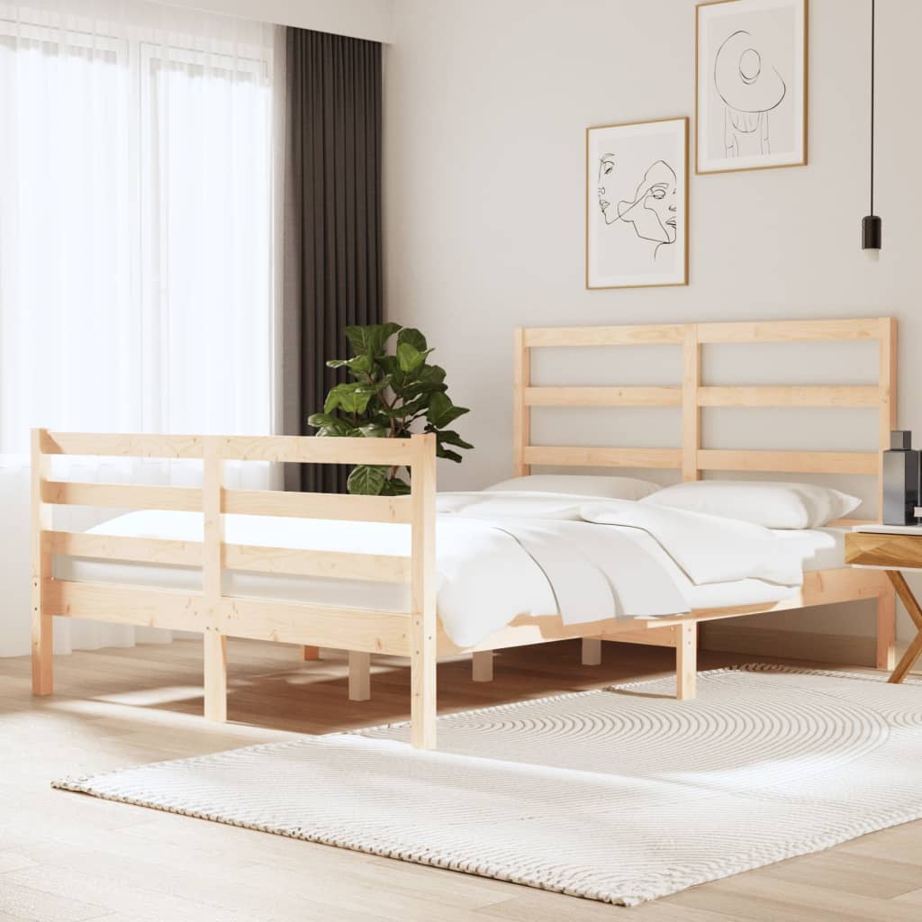 Bed Frame Solid Wood Pine 140x190 cm