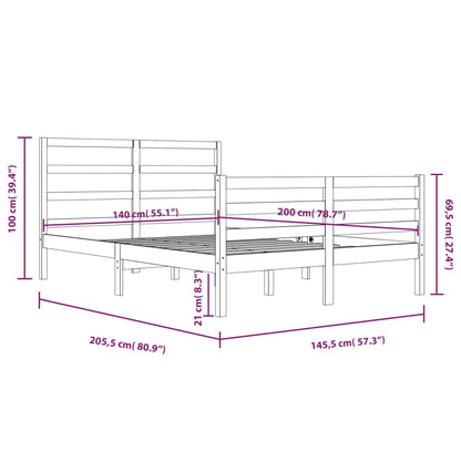 Bed Frame without Mattress Solid Wood Pine 140x200 cm