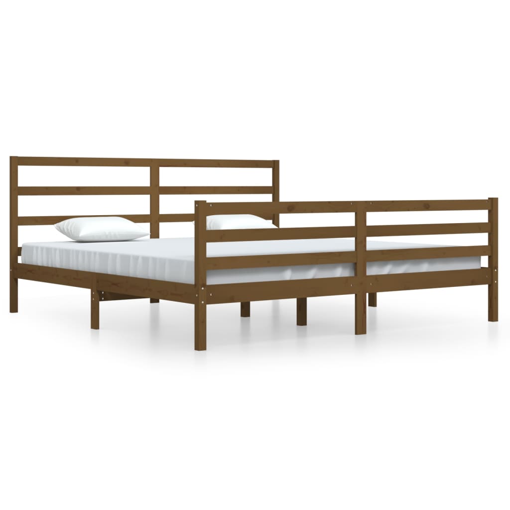 Bed Frame without Mattress Honey Brown Solid Wood Pine 200x200 cm