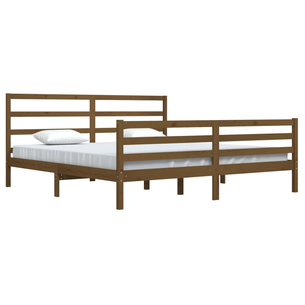 Bed Frame without Mattress Honey Brown Solid Wood Pine 200x200 cm