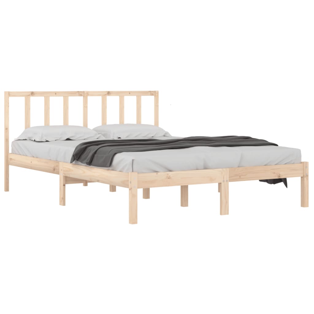 Bed Frame without Mattress Solid Wood Pine 150x200 cm King Size