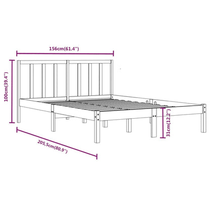 Bed Frame without Mattress Solid Wood Pine 150x200 cm King Size