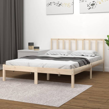 Bed Frame without Mattress Solid Wood Pine 150x200 cm King Size