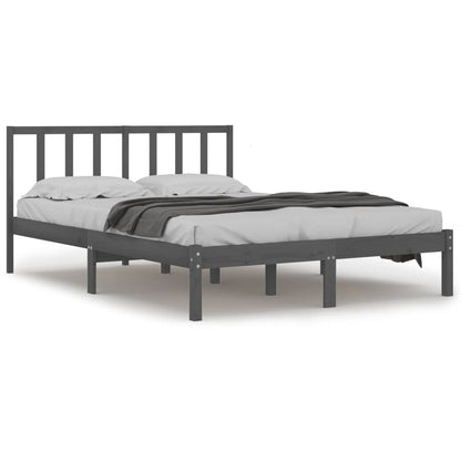 Bed Frame without Mattress Grey Solid Wood Pine 160x200 cm