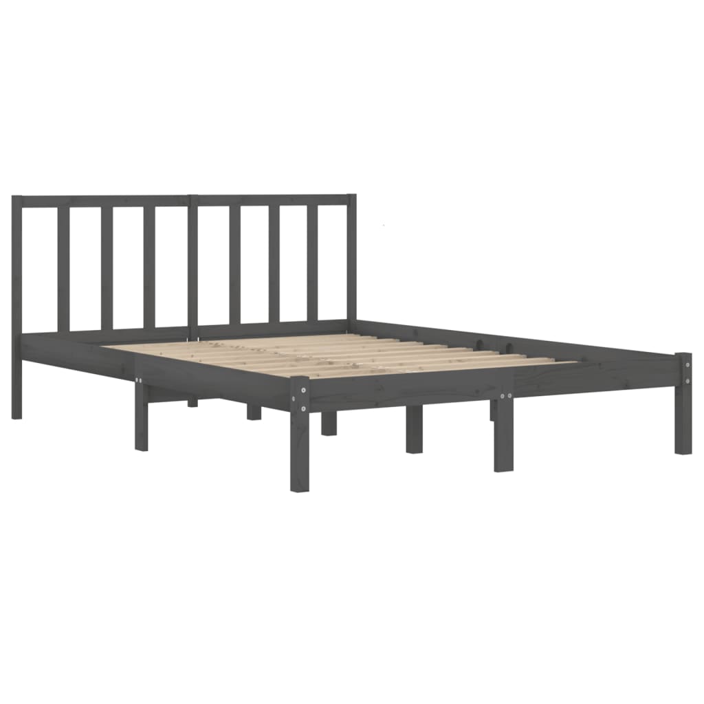 Bed Frame without Mattress Grey Solid Wood Pine 160x200 cm