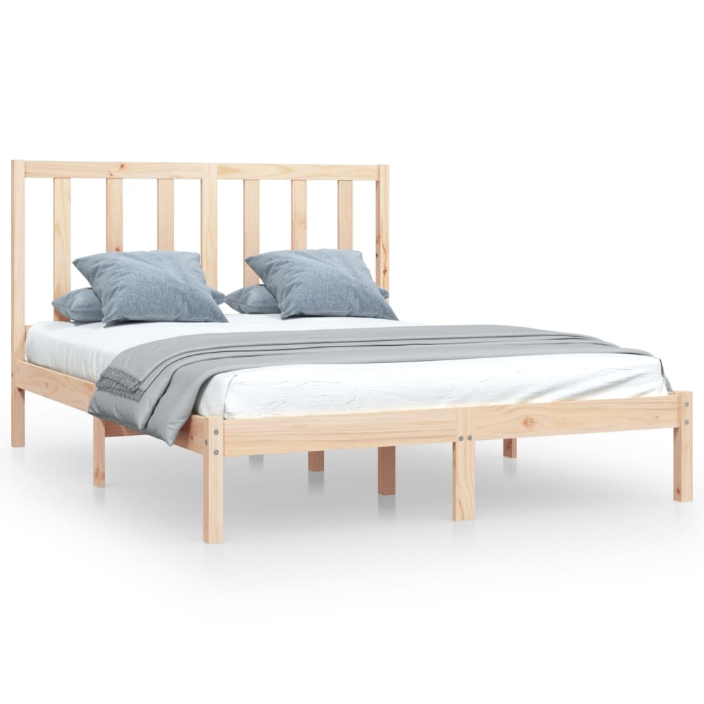 Bed Frame Solid Wood Pine 135x190 cm Double