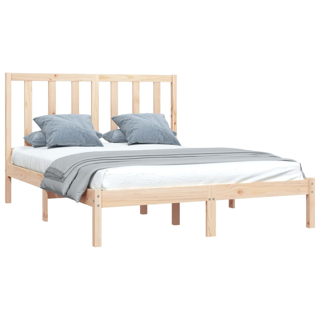 Bed Frame Solid Wood Pine 135x190 cm Double