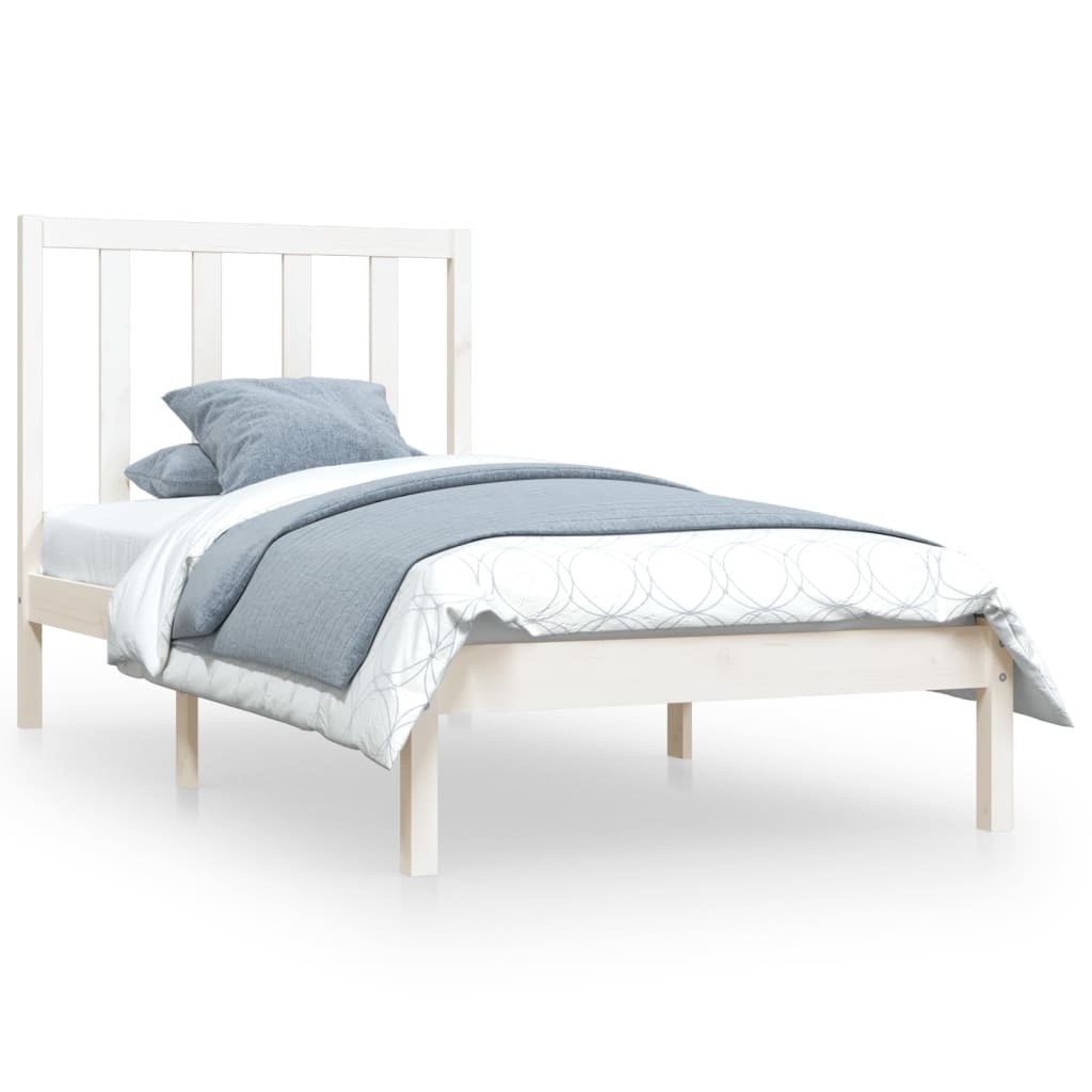 Bed Frame White Solid Wood Pine 100x200 cm