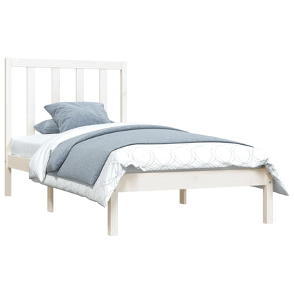 Bed Frame White Solid Wood Pine 100x200 cm