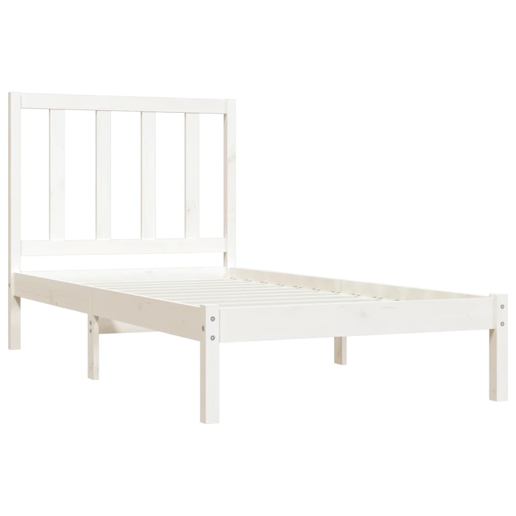 Bed Frame White Solid Wood Pine 100x200 cm