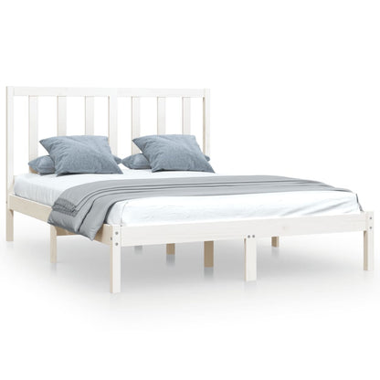 Bed Frame White Solid Wood Pine 120x200 cm